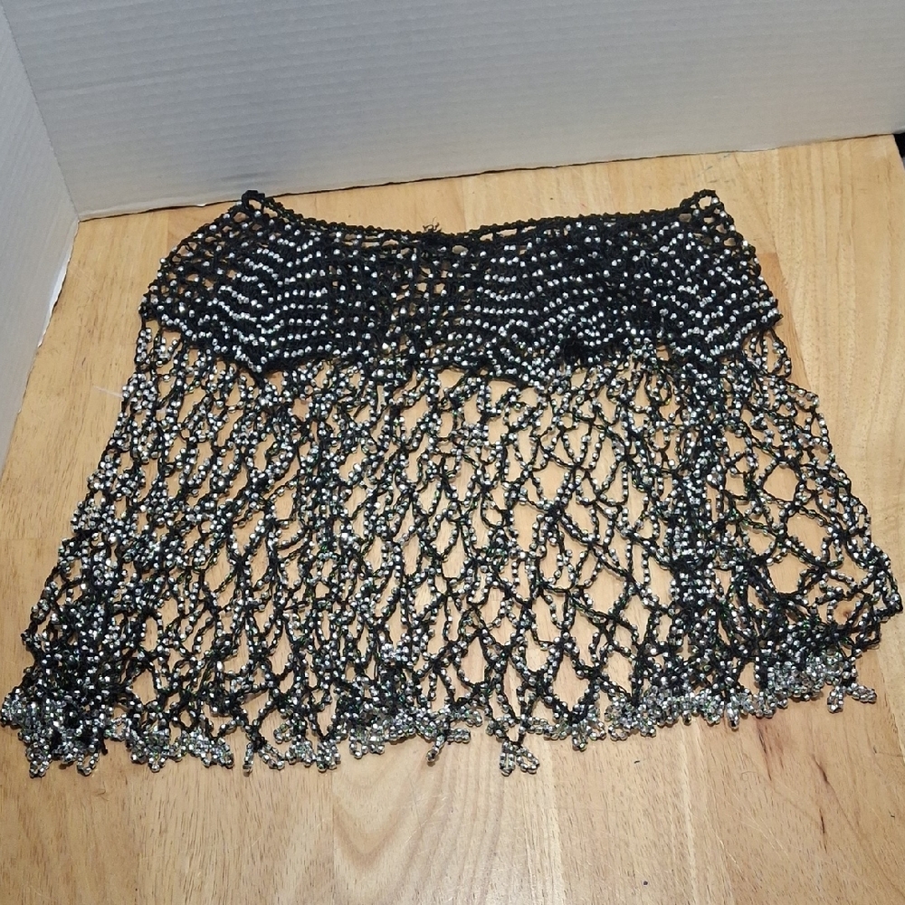 Elegant Black Beaded Women's Shaw